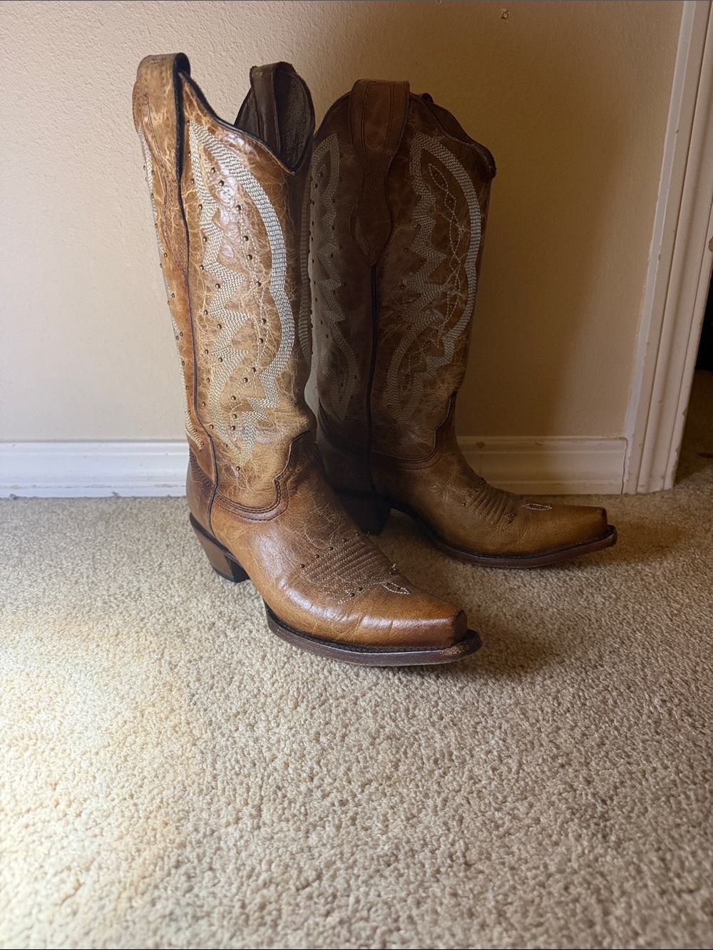 Classic Brown Leather Over-the-Knee Western Boots